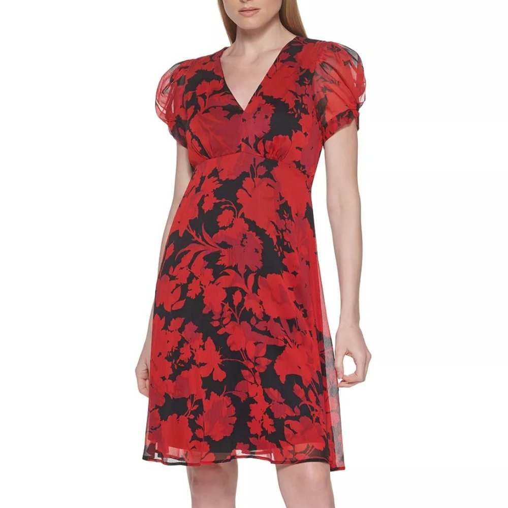 Very flattering Women's Puff-Sleeve Empire-Waist Dress